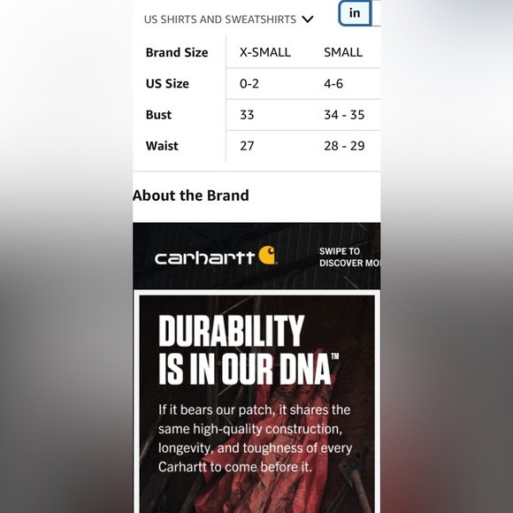 NWT Carhartt Women's Relaxed Fit French Terry Short-Sleeve Sweatshirt sz XS - Picture 6 of 6